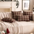 thumbnail image 4 of Christmas Set of 2 Scottish Tartan Throw Pillow Covers Farmhouse Classic Plaid Decorative Couch Pillows Home Decor for Sofa Living Room Bed 20x20 Inch, Khaki, 4 of 11