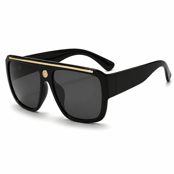General Flat Top Hip Hop Rapper Retro Bold Unisex Head Way Style Fashion Sunglasses, Black