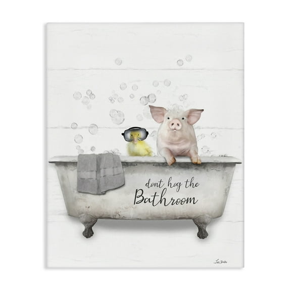 Stupell Industries Don't Hog Bathroom Typography Painting Gallery Wrapped Canvas Art Print Wall Art, 16 x 20