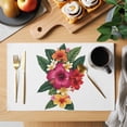 thumbnail image 2 of Tropical Floral Placemats Set&nbsp;of&nbsp;6 Vintage Red Yellow Orange Hibiscus Floral Green Leaf Heat Insulation Washable Place Mats, Non-Slip Table Mats for Dining Table Party Kitchen,13x19 Inch, 2 of 9