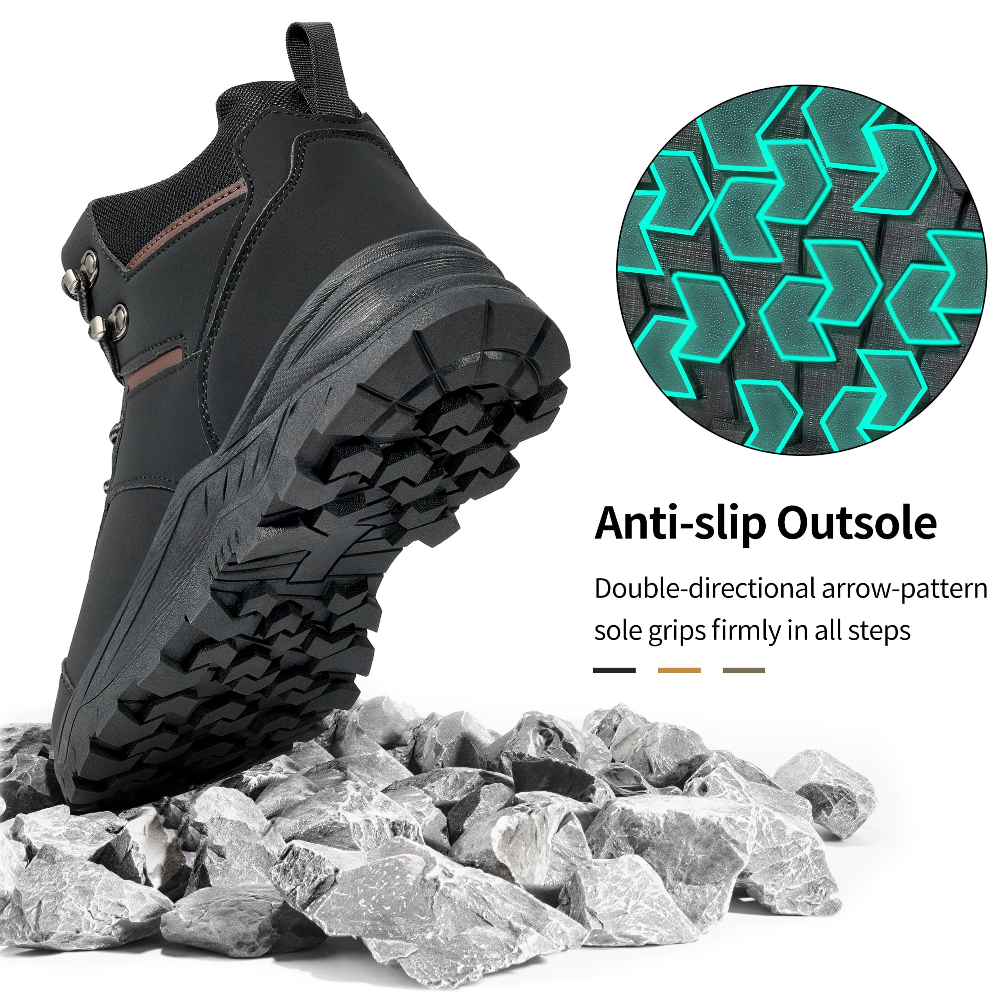 MeMoride Men's Ankle High Waterproof Hiking Boots Outdoor Trekking Camping Shoes