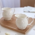 thumbnail image 3 of Vintage Embossed Coffee Milk Pitcher Household Ceramic Gravy Boat Sauce Pot, 3 of 5