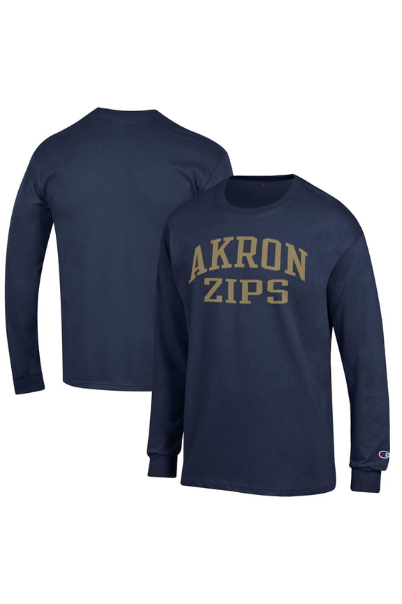 Men's Champion Navy Akron Zips Jersey Long Sleeve T-Shirt
