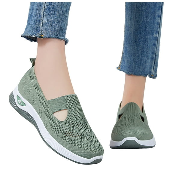 Womens Orthotic Wedges Walking Shoes Comfortable Knitted Autumn Platform Slip on Nursing Casual Sneakers
