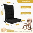 thumbnail image 2 of Millsilo Outdoor Rocking Chair Cushion Set 38" x 17" x 3", Waterproof Patio Chair Cushions with Non-Slip Bottom & 6 Ties, Tufted High Back Seat & Back Cushions, Black, 2 of 7
