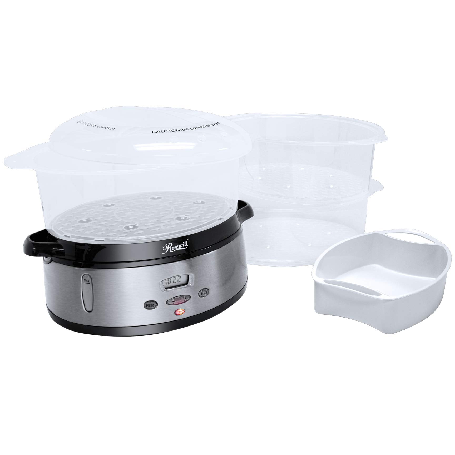 Rosewill RHST 20001 9.5 qt. 800 watts 3 Tier Digital Food Steamer with 24 Hour Cooking Delay 90 Minute Timer Settings Walmart
