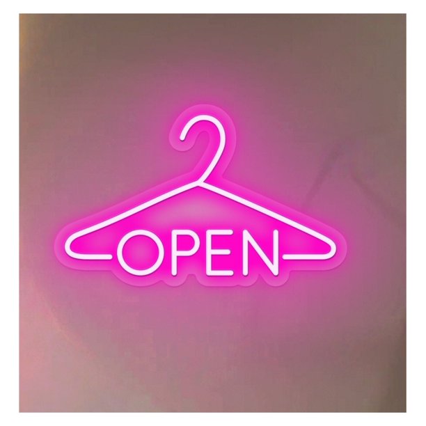 Letrero De Neón Abierto Para Tienda Ropa, Escaparate O Entrada 45cm