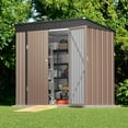 thumbnail image 5 of Lofka 6x4 FT Outdoor Storage Shed , Metal Garden Sheds & Outdoor Storage with Lockable Door for Backyard, Patio, Lawn, Brown, 5 of 8