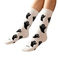 thumbnail image 4 of Huowey Halloween Socks For Women Men Crew Socks Ghost Pattern Halloween Gift Fall Winter Comfort Festival Socks,White, 4 of 5