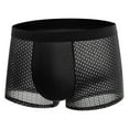 thumbnail image 6 of sunsanly Men Summer Underwear Mid-rise Wide Elastic Waistband Boxer Briefs U-convex Thin Ice Silk Mesh Shorts Panties Underpants, 6 of 7