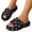 Black, variant on Women's Denim Cloth Checkered Pattern Platform Slides Vintage Thread Edge Open Toe Slip On Comfortable Non Slip Boho Sandals Blue Size 8