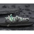 thumbnail image 4 of Kite Cut Moss Agate Leaf Engagement Ring Set, 14K White Gold Twig Branch Promise Wedding Ring, Silver 925 Vine Bridal Set For Women, 4 of 5