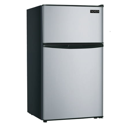 RCA 3.2 Cu Ft Two Door Mini Fridge with Freezer RFR834, Stainless