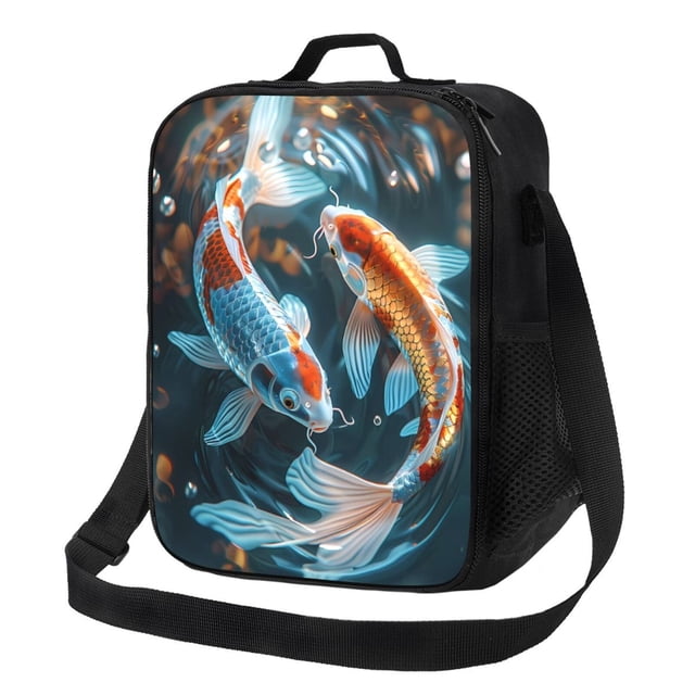 Disketp Cute Koi Fish Serenity Bolsa Térmica Estampada para Almuerzo, Lonchera para Hombres y Mujeres Adultos