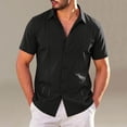 thumbnail image 2 of Mens Big & Tall Cuban Guayabera Shirt Casual Button Down Shirts Short Sleeve Summer Beach Shirts Size S-5XL Black, 2 of 6