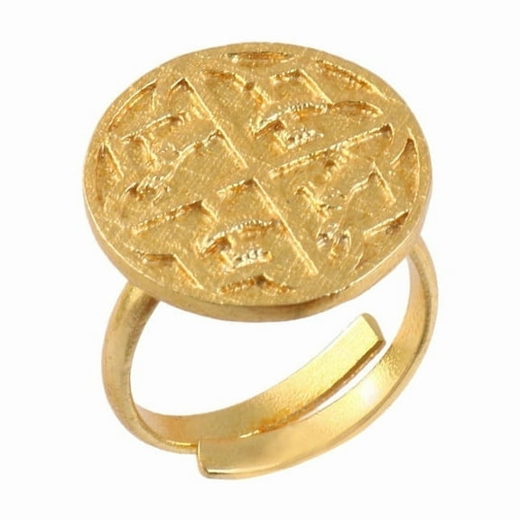 Tarajuvel 18k Gold Plated Handmade Brass Ring, Adjustable, Unisex