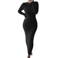 thumbnail image 1 of Prolriy Robes Chandail pour Femmes 2025 Tendance Automne et Hiver Mode Chandail Robe en Laine à Manches Longues Robe Chandail pour Femmes Noir TTTG, 1 of 3