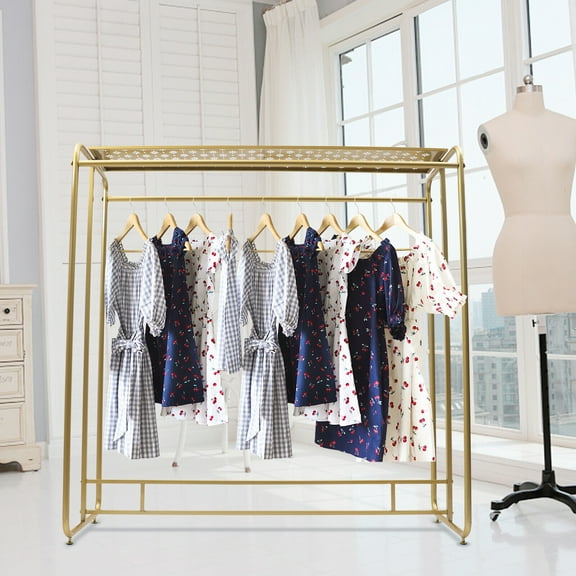 Golden Clothes Retail Metal Garment Rack Double Rod Hanging Clothing Rack HOT US