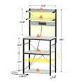 thumbnail image 4 of iSunirm 5-Tier Bakers Rack with Power Outlet, Microwave Stand, Coffee Bar Station with RGB Led Light, kitchen Storage Shelf with 6 Hooks, Kitchen Rack for Spices, Pots, and Pans, White Oak, 4 of 8