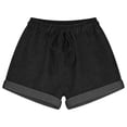 thumbnail image 2 of Gyujnb Women Casual Shorts, Drawstring Elastic Waist Roll‑Up Hem with Side Pockets,Black, 2 of 4