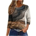 thumbnail image 2 of Viluyesy 3/4 Sleeves T-Shirt Women Round Neck Shirt Tops Loose Blouse Khaki Size XL, 2 of 4