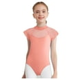 thumbnail image 3 of Haitryli Kids Girls Cap Sleeve Floral Lace Ballet Dance Leotard Backless Gymnastics Jumpsuit One Piece Bodysuit Dancewear Coral Pink 5-6, 3 of 5