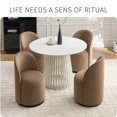 thumbnail image 5 of Upholstered Kitchen & Dining Room Barrel Chair, Mid Century Modern Round Velvet Dining Chair, 360 Degree Swivel Comfy Armless Accent Makeup Vanity Side Chair for Bedroom Living Room, Set Of 1, 5 of 7