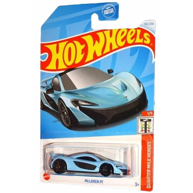 Juguete coleccionable Hot Wheels McLaren P1 a escala 1/5 azul celeste