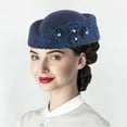 thumbnail image 2 of MEICHEN Beret Hat for Delicate Ladies Fashion Women Church Hats Flower Applique Pillbox Hats Fascinator Tea Caps Women's Accessories Blue, 2 of 4
