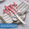 thumbnail image 3 of MDEALY 20-Piece Pink Silverware Set for 4, 18/0 Stainless Steel Flatware Cutlery Utensils Set, Include Dinner Knives,Dinner Forks,Dinner Spoons,Salad Forks,Teaspoons,Dishwasher Safe, 3 of 6