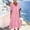 Pink1, variant on Kojanyu Women's Solid Color Short-sleeved V-neck Cotton Linen Pullover Dress with Pockets Long Dress S-XXL