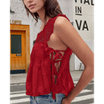 thumbnail image 4 of Women Lace Vest Tanks Y2K Sleeveless Split Side Tie Tank Top Sheer Ruffle Shirt Summer Going Out Crop Tops Red S, 4 of 7