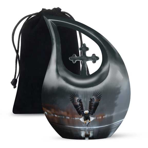 MUKTIVE Forest Flying Eagle Large Memorial urns for Human Ashes Adult Dad - Funeral urn for Human Ashes Adult Mom - Cremation Ashes 10 inch