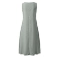 thumbnail image 4 of HongQid Womens Sleeveless Henley Maxi Dress Linen Blend Casual A Line Dress With Pockets Summer, 4 of 5
