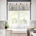 thumbnail image 3 of Spring Floral Kitchen Curtains, Gray Plaid Farmhouse Flowers Watercolor 3-Piece Kitchen Curtain Valance and Tiers Set 24 Inch Length, Rod Pocket Half Window Curtains for Cafe Living Room Bathroom, 3 of 6
