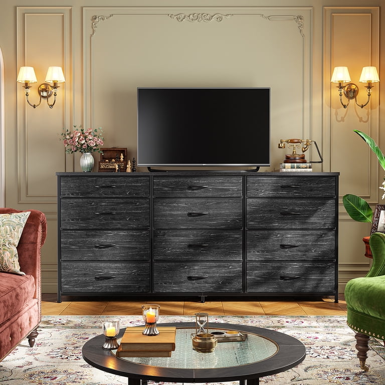 black 60 inch dresser Conrad 60 Dresser Black Faux Raffia