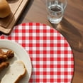 thumbnail image 3 of Red White Plaid Round 15 Inch Placemats Set of 8, Modern Farmhouse Buffalo Check Gingham HeatResistant Non Slip Place Mats for Dining Table, Wipeable Braided Kitchen Table Mats for Housewarming, 3 of 9