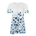 thumbnail image 4 of POROPL Summer Tops for Women Short Sleeve V Neck with Button Pleats Boho Floral Print Tunic Shirts, 4 of 5