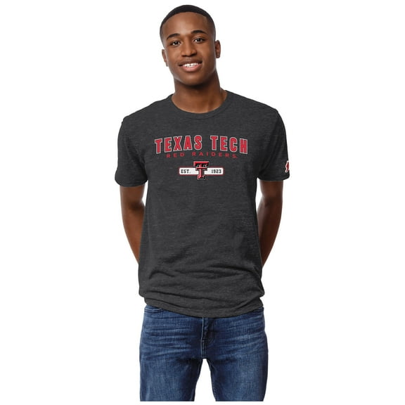 Men's League Collegiate Wear Heather Charcoal Texas Tech Red Raiders Victory Falls Tri-Blend T-Shirt