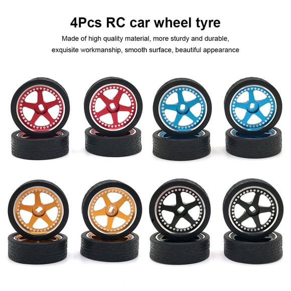 4 Pcs Jante de Roue de Voiture Modèle RC Simulation Modification Améliorée Roues de Véhicule Remplacement pour WLtoys K969 K979 K989 K999 Or