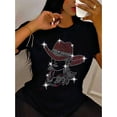 thumbnail image 1 of Women's Western Cowgirl Graphic T-Shirt, 100% Cotton Knit Fabric, Crew Neck Short Sleeve Casual Top,Camisetas para mujer, lindas camisetas con estampado gráfico, de manga corta, estilo casual, para ve, 1 of 7
