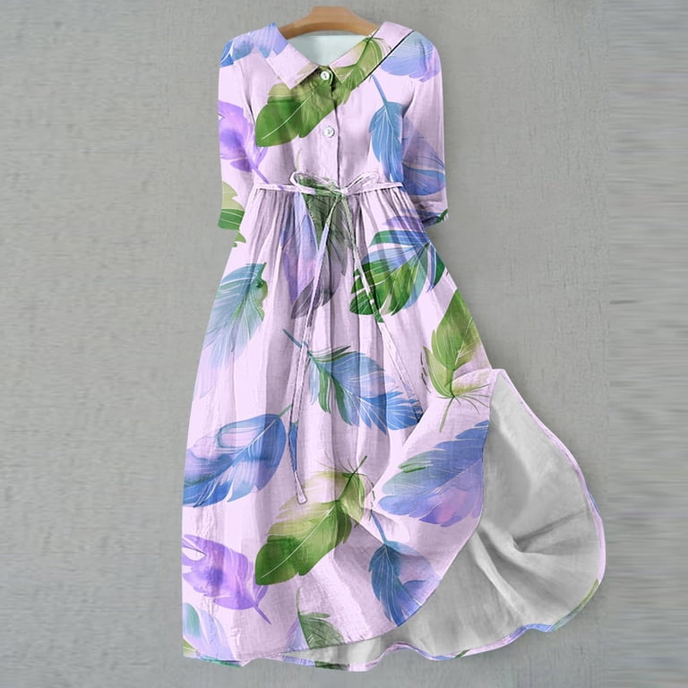 Busydd Cocktail Dresses Stylish Bohemian Floral Maxi Dress Lapel Button  Tunic Holiday Dresses Casual Flowy Short Sleeve V Neck Cocktail Dress Plus  Size Wedding Guest Dresses S-4XL - Walmart.com