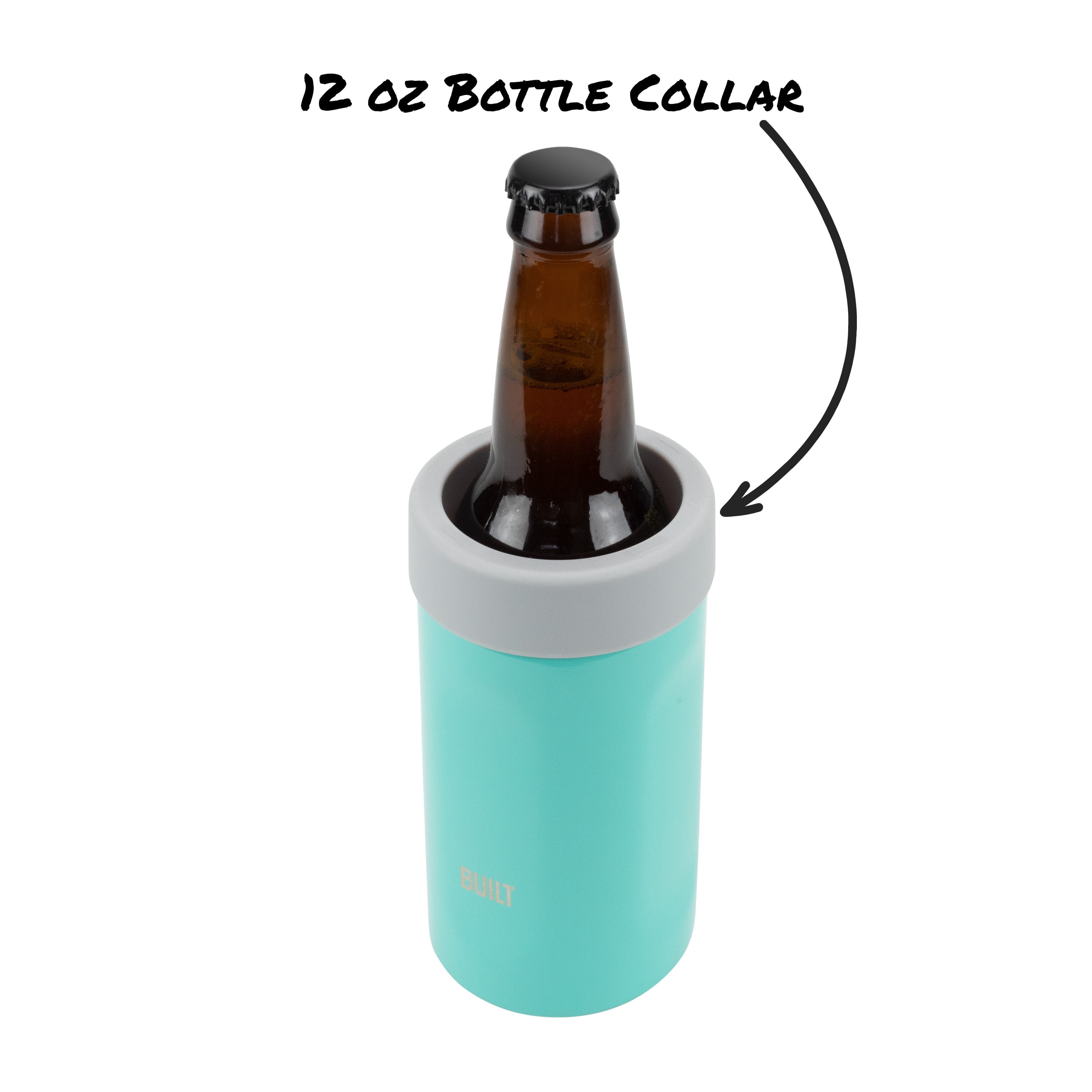 BUILT 5-in-1 14 oz Insulated Stainless Steel Can Cooler and Drink Sleeve Set, Cockatoo