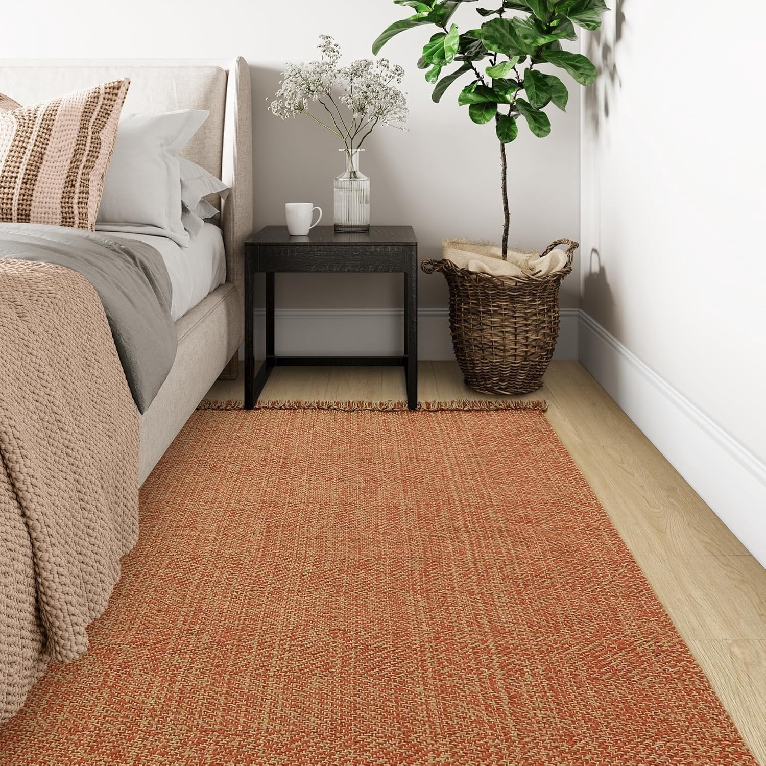 Wonnitar 4x6 Farmhouse Area Rugs, Machine Washable Terra Rugs with Tassel for Bedroom, Indoor Outdoor cotton Rugs for Livig Room Dining Room