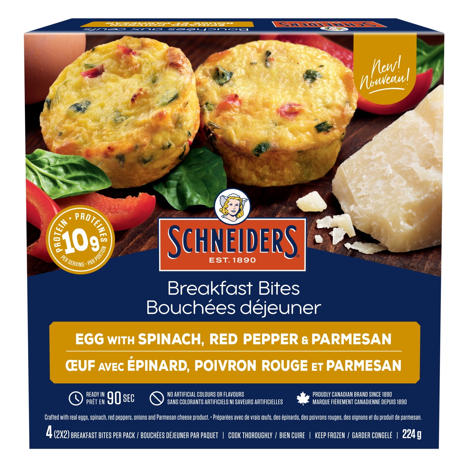 Schneiders Egg With Spinach, Red Pepper & Parmesan Breakfast Bites, 4 per pack, 224 g