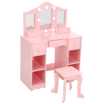 thumbnail image 1 of 2-in-1 Wooden Kids Vanity with Tri-Fold Mirror | Princess Play Table Includes Stool & Storage Drawer, 1 of 7