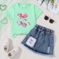 thumbnail image 2 of Kid Girls Clothes Outfits Bowknot T-Shirt Denim Short Skort Summer Clothing Set 6-7 Years, 2 of 4