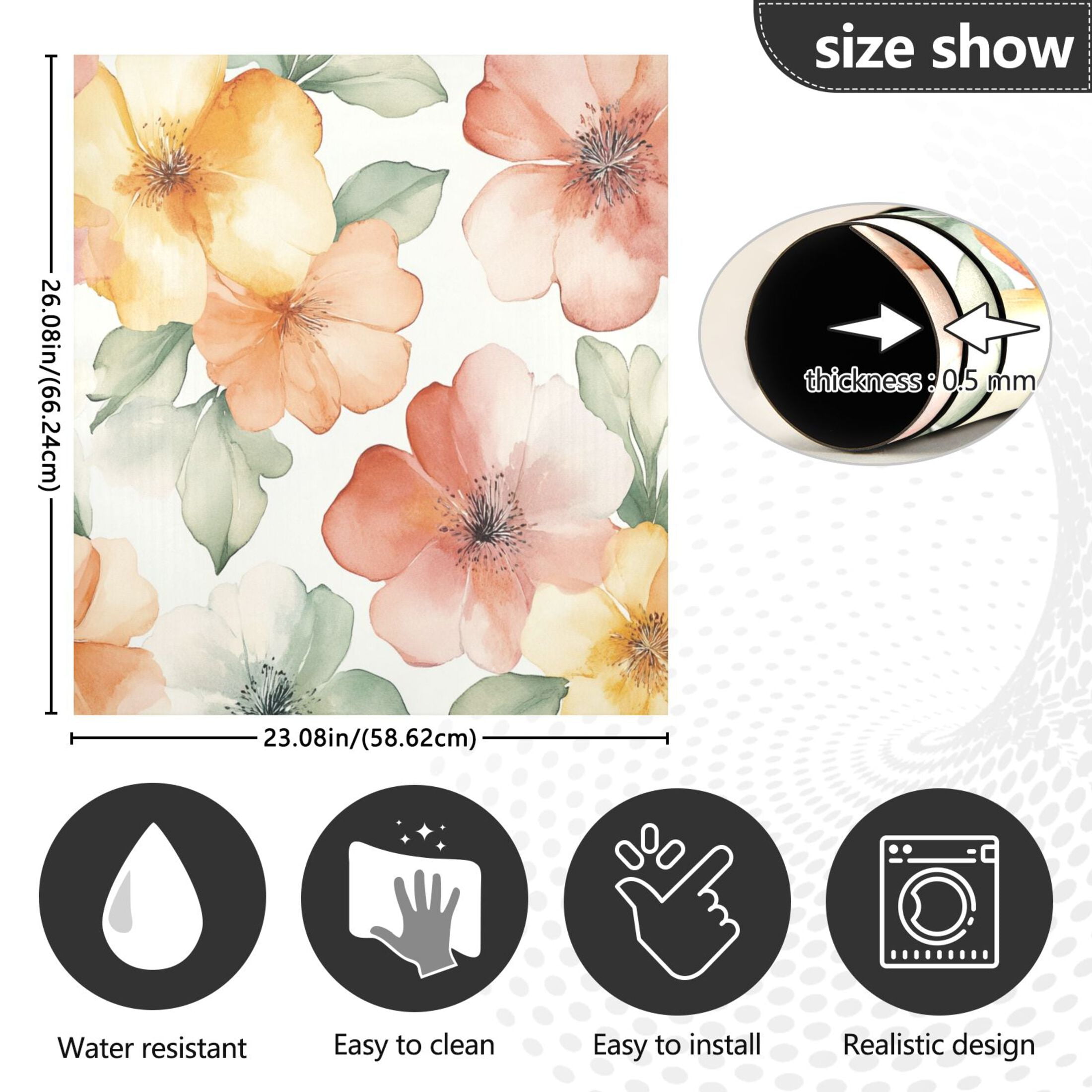 Dishwasher Magnetic Sticker 23x26 Inch Refrigerator Magnetic Sticker Washing Machine Magnetic Sticker Kitchen Panel Magnetic Sticker Home Decor Colorful Yellow Flower