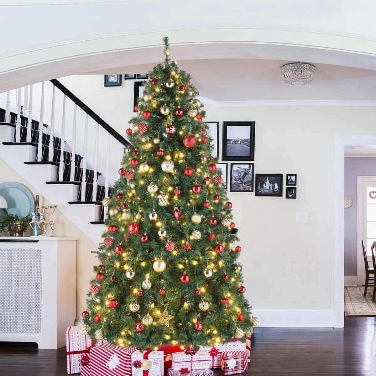 10ft Christmas Tree - 5090 Realistic PVC Branches, 1200 Warm LEDs (10 Colorful Modes), Automatic Structure, Indoor Holiday Decor