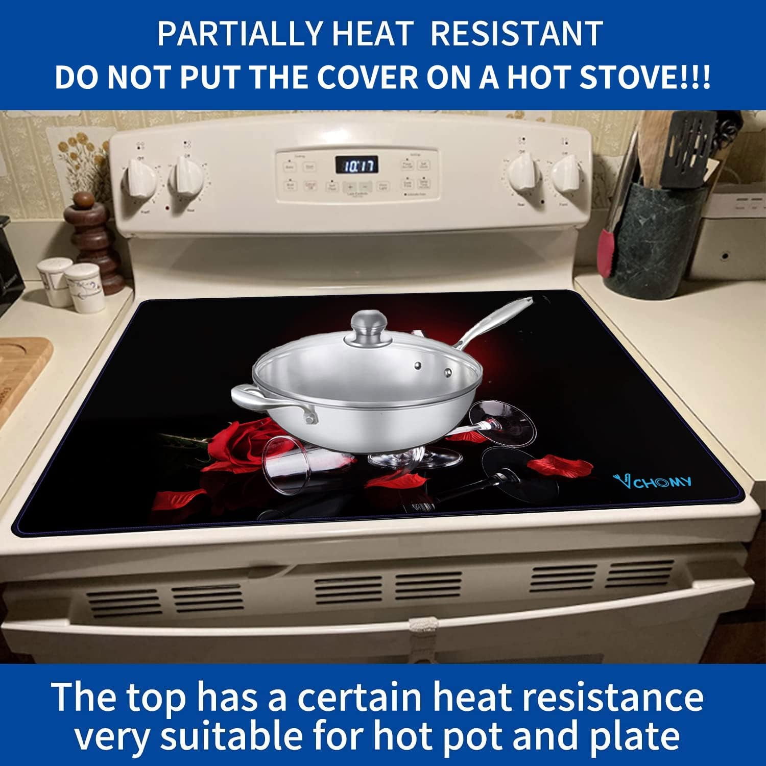 Stove Top Covers for Electric Stove, Extra Thick Natural Rubber Glass Top Protector,Prevents Scratching, Expands Usable Space (28.5'''' x 20.5'''' Rose)